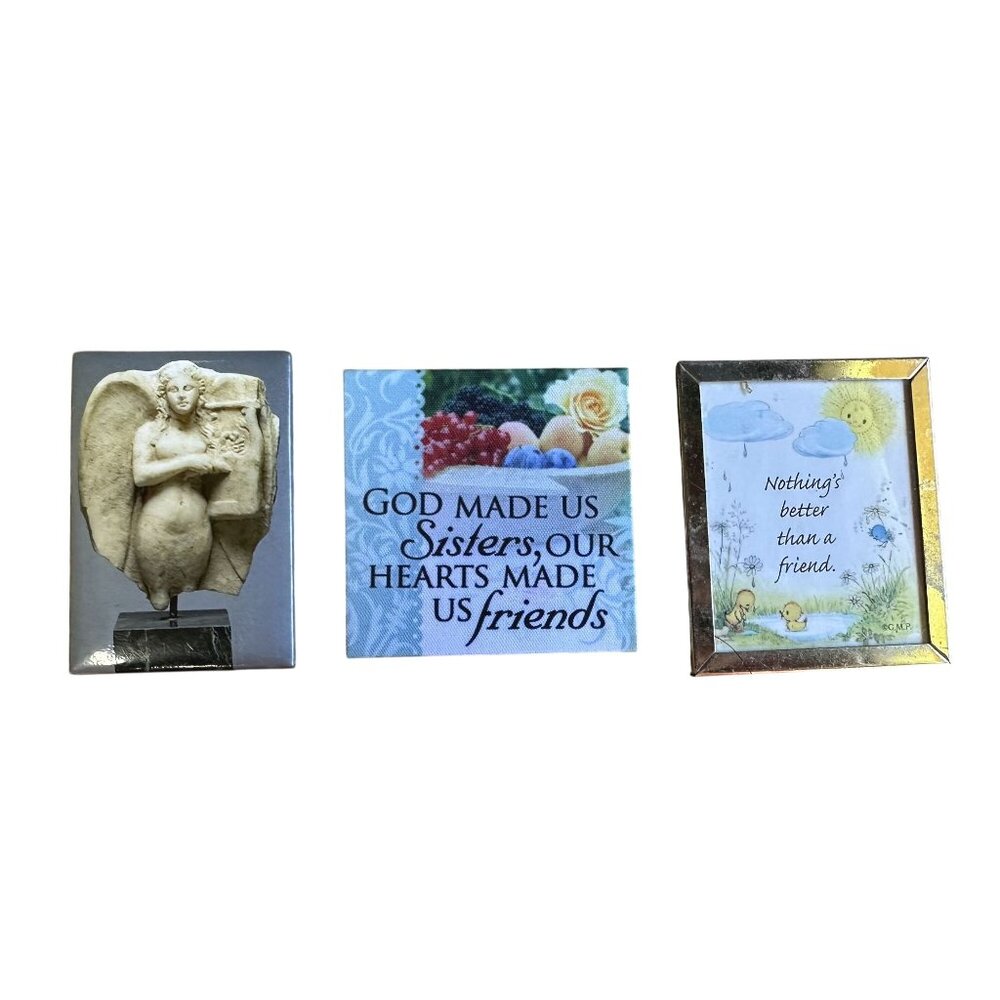 Vtg Refrigerator Magnets 3 Assorted Angel. Sisters & Nothing Better